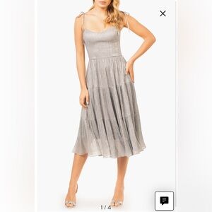 Dress The Population Dream Metallic Tiered Midi Dress Large